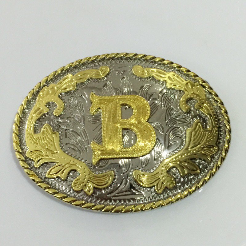 3D Lace Golden Initial Letter B Cowboy Belt Buckle Metal Mens Jeans Buckle Fit 4cm Wide Belt