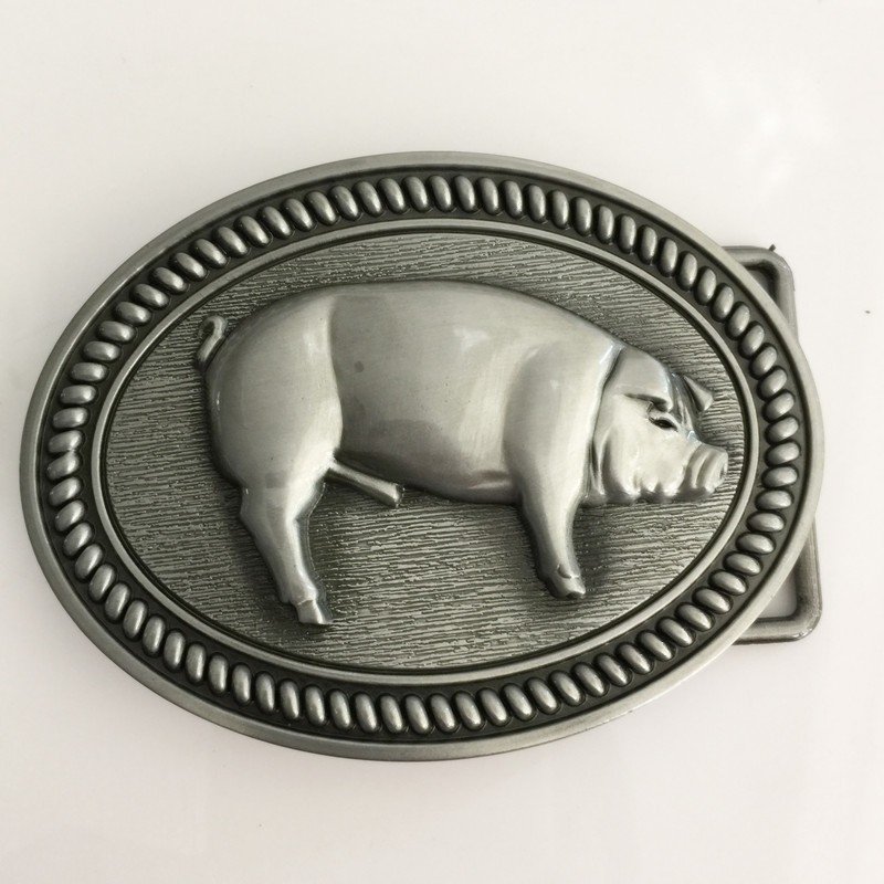 Oval Silver Male Pig Cowboy Belt Buckle Metal Men Western Leather Belt Head