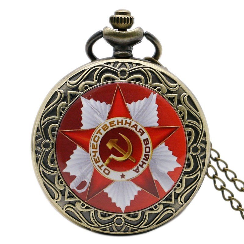 Russia Soviet Sickle Hammer Antique Quartz Necklace Hammer With Sickle Pocket Watch