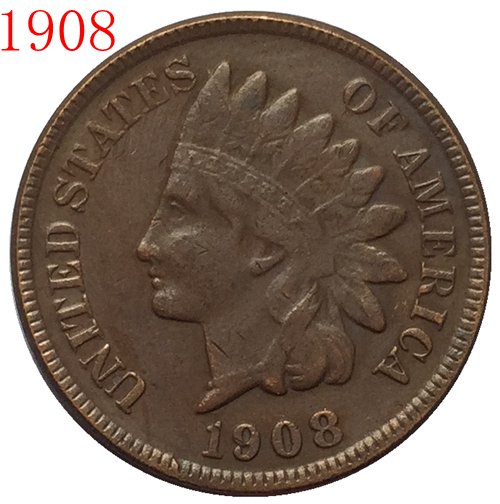 1 Pcs 1908 Indian head cents coin copy
