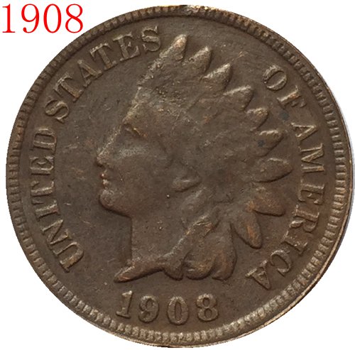 1 Pcs 1908s Indian head cents coin copy