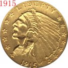 1 Pcs 24-K gold plated 1915 $2.5 GOLD Indian Half Eagle Coin Copy