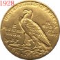 1 Pcs 24-K gold plated 1928 $2.5 GOLD Indian Half Eagle Coin Copy