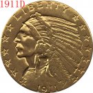 1 Pcs 24-K gold plated 1911-D $5 GOLD Indian Half Eagle Coin Copy