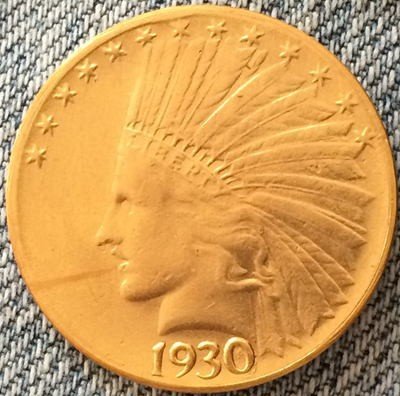 1 Pcs 24- K gold plated 1930-S Indian head $10 gold coin COPY