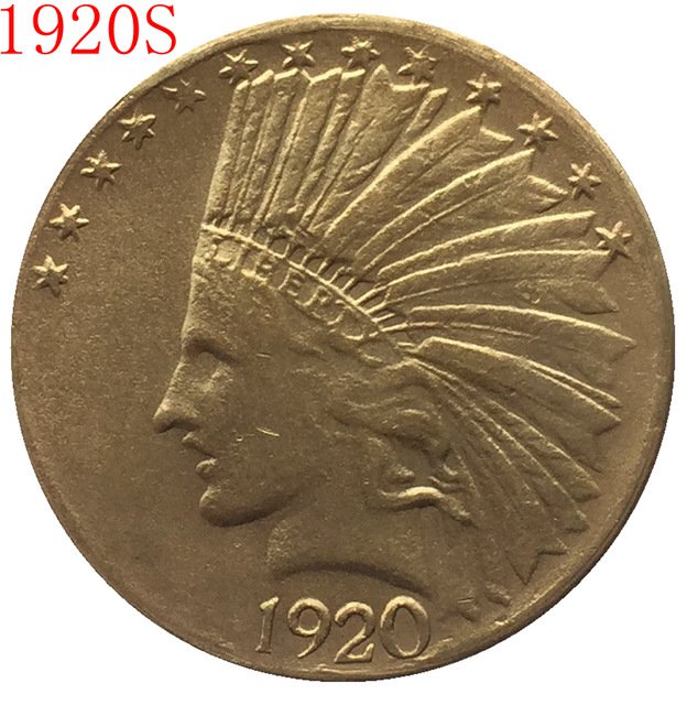 1 Pcs 24-K gold plated 1920-S $10 GOLD Indian Half Eagle Coin Copy