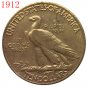 US Coin 24-K gold plated 1912 $10 GOLD Indian Half Eagle Coin Copy