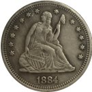 1 Pcs 1884 Seated Liberty Quarter Coin Copy