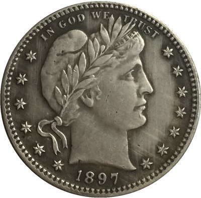 1 Pcs 1897 QUARTER DOLLARS BARBER COINS COPY
