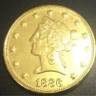 1886 United States Liberty Head (Motto on Reverse) $10 Gold Copy Coin