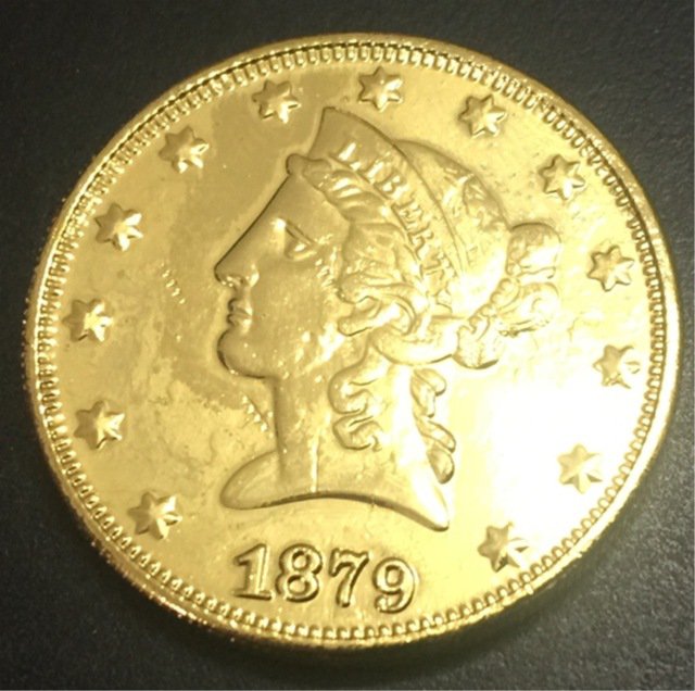 1879 United States Liberty Head (Motto on Reverse) $10 Gold Copy Coin