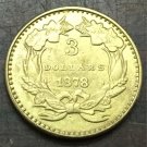 1878 US $3 gold dollar Gold copy Coin