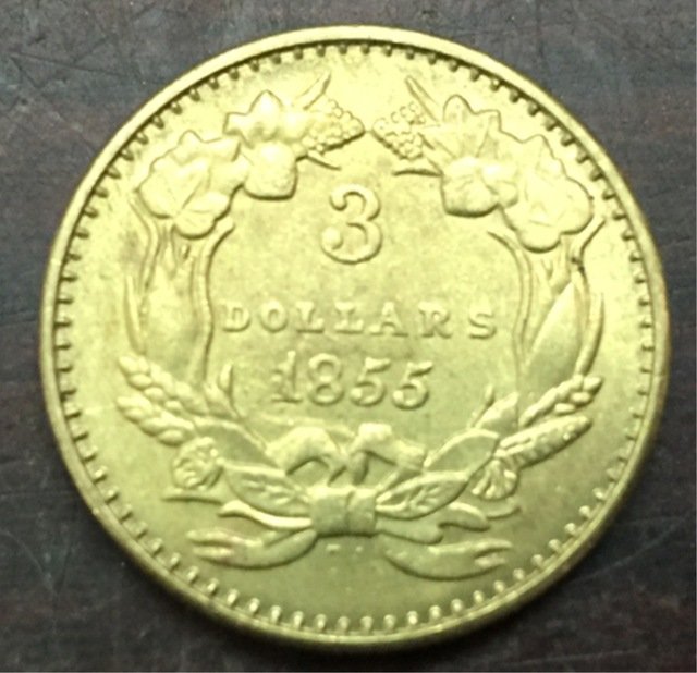 1855 US $3 gold dollar Gold copy Coin