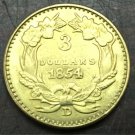 1854-D US $3 gold dollar Gold copy Coin