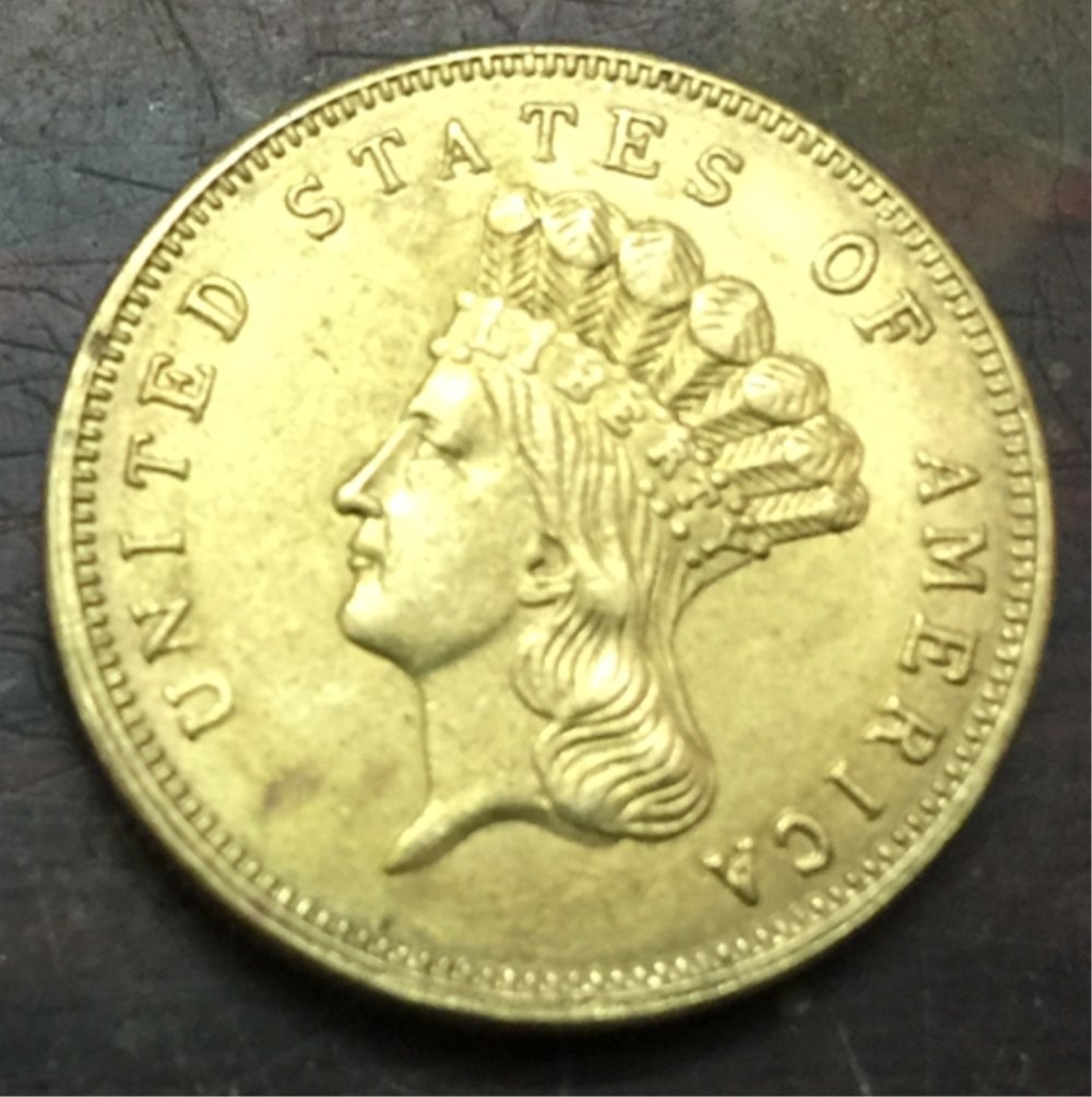 1870 US 3 gold dollar Gold copy Coin
