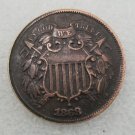 1 Pcs US 1868 Two Cents Copper Copy Coin