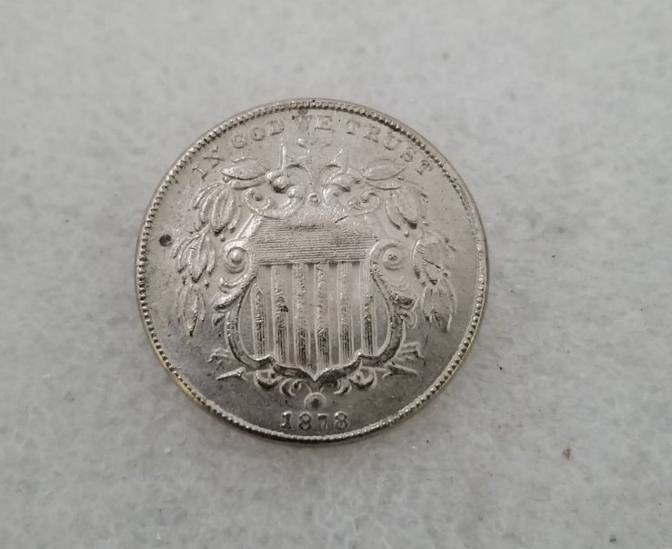 1 Pcs US 1878 Shield Five Cents Nickel Copy Coin