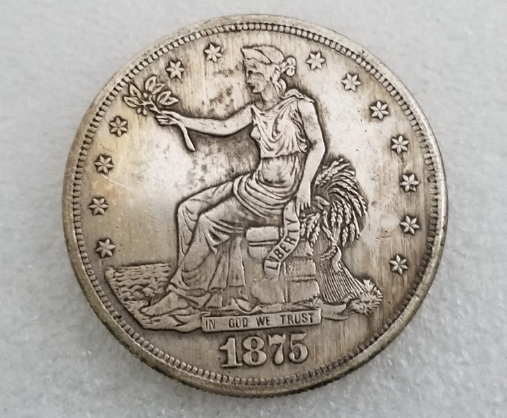 1 Pcs US 1875 Seated Liberty Trade Dollar Copy Coin