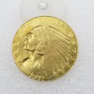 1 Pcs US 1911-D Indian Head Half Eagle Five Dollars Golden Copy Coin