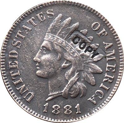 1 Pcs 1881 Indian head one cents copy coin for collection