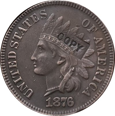 1 Pcs 1876 Indian head one cents copy coin for collection