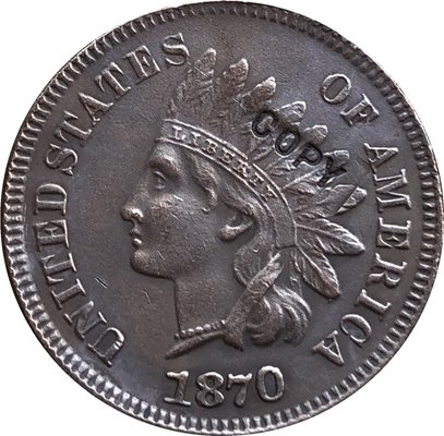 1 Pcs 1870 Indian head one cents copy coin for collection