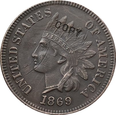1 Pcs 1869 Indian head one cents copy coin for collection