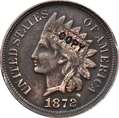 1 Pcs 1872 Indian head one cents copy coin for collection