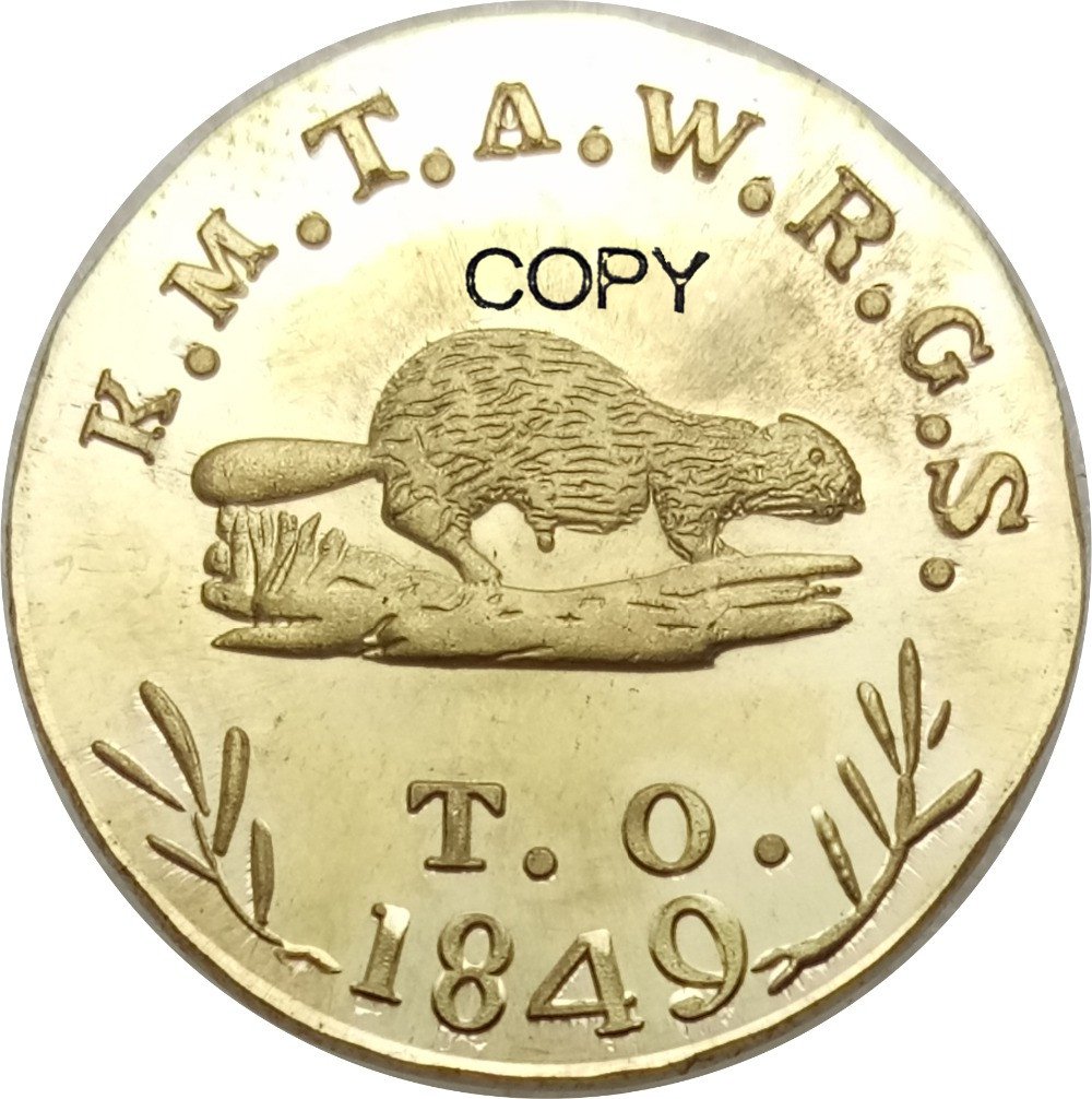 United States 1849 Oregon Exchange Company Five Dollar Gold Territorial Coin Brass Metal Copy Coins