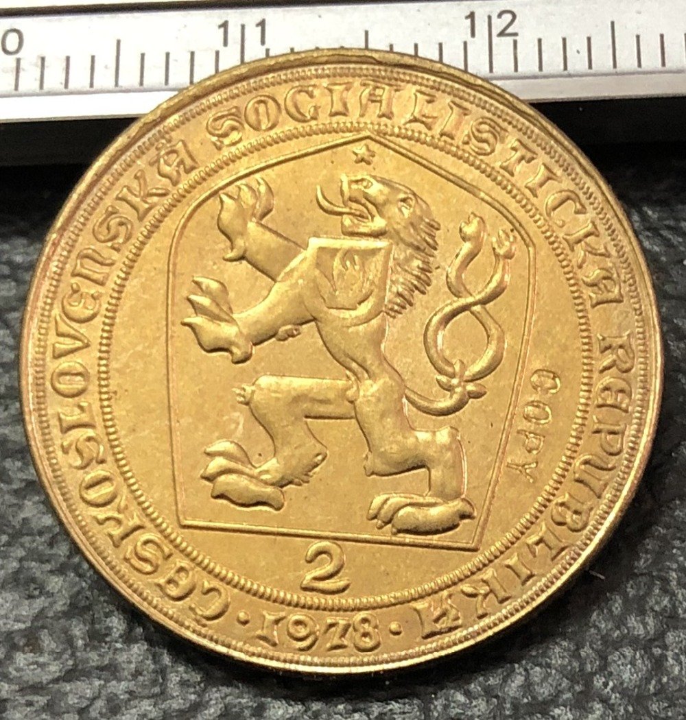1978 Exonumia - Bullion - Czechoslovakia 2 Dukaty Charles IV Gold Token Copy Coins