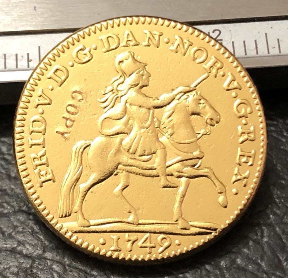 1749 Denmark 1 Dukat-Fredrik V 22K Gold Plated Copy Coin