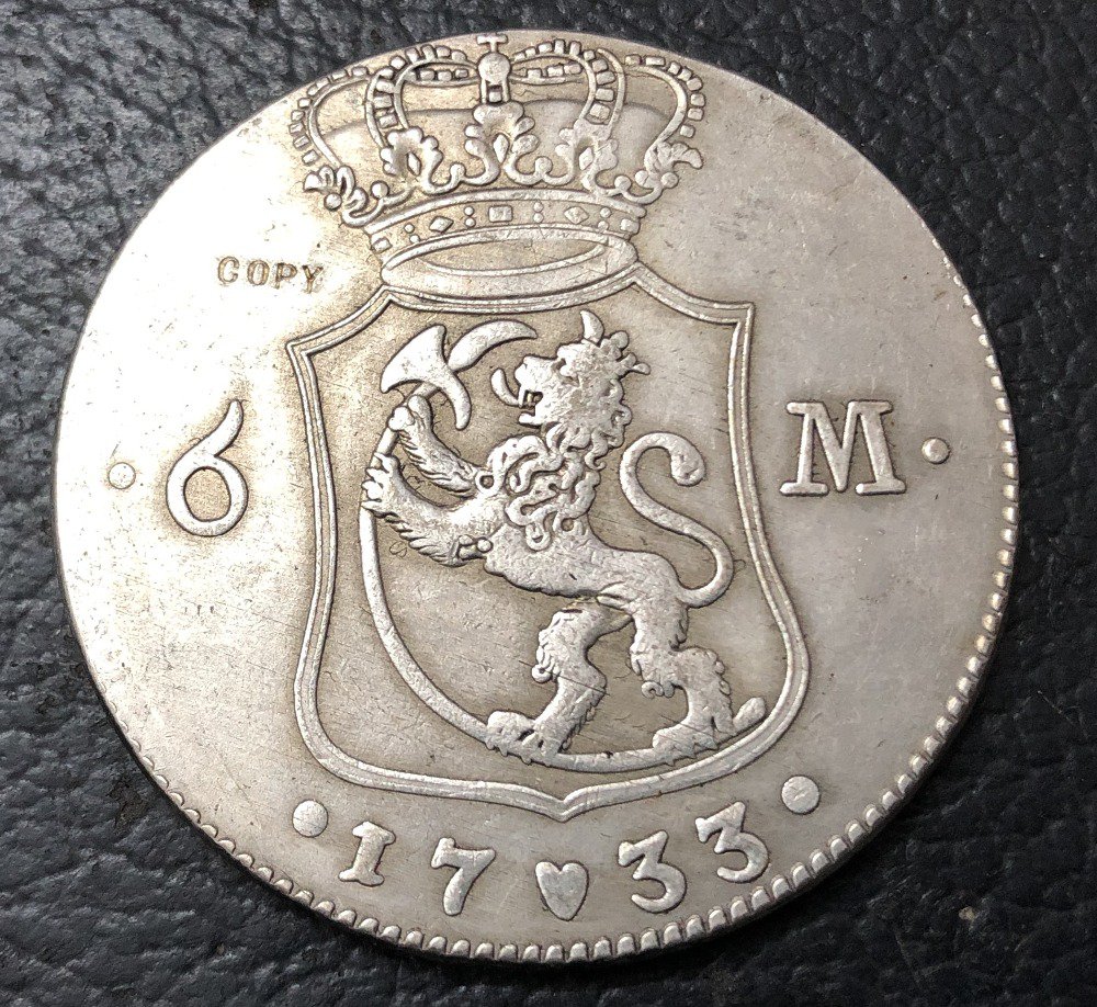 1733 Denmark 6 Mark-Christian VI ( Royal Visit In Norway) Silver Copy Coin