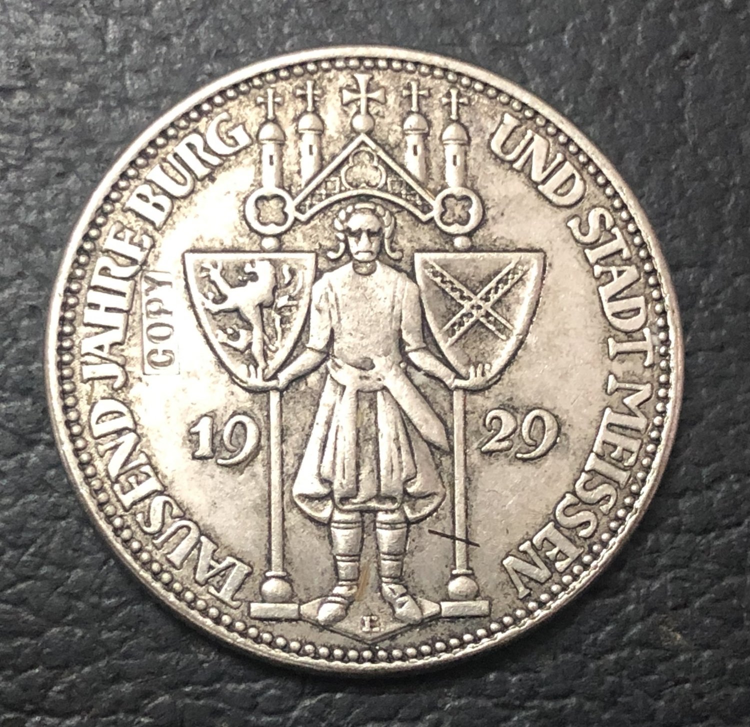 1929 Germany 3 Reichsmark Meissen Copy Coin