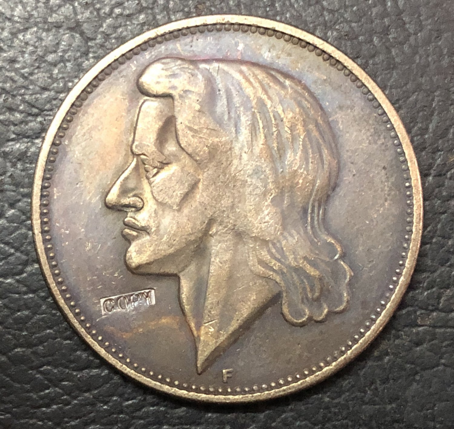 1926 Germany 5 Reichsmark Friedrich von Schiller Trial Strike Copy Coin