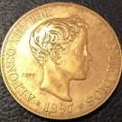 1897 Spain 100 Pesetas-Alfonso XII 3rd Portrait Copy Coin