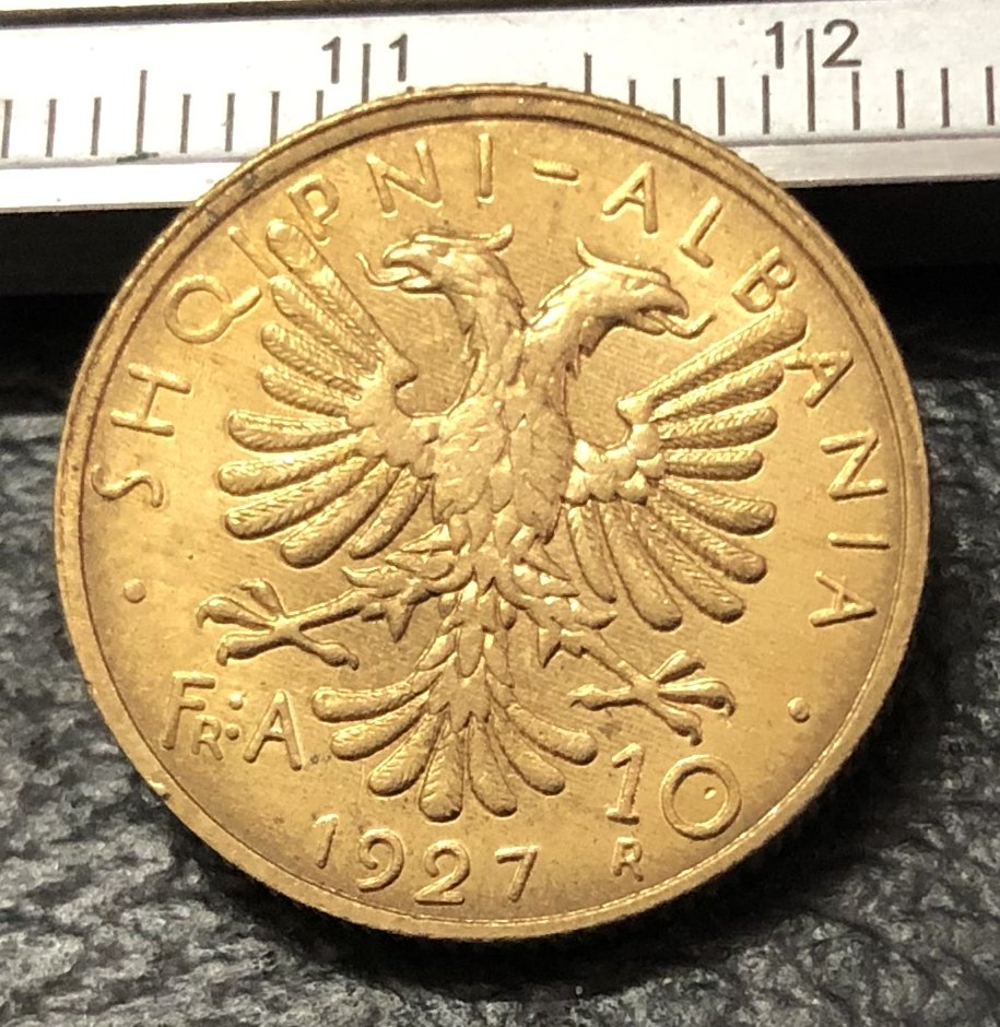 1927 Albania 10 Franga AriZog Gold Coin Copy