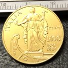 1931 Italy 100 Lire-Vittorio Emanuele III Gold Copy coin