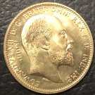 1910 United Kingdom 1 Sovereign -Edward VII .9999 pure Gold Plated Copy Coin 1910 United Kingdom 1 Sovereign -Edward VII .9999 pure Gold Plated Copy Coin