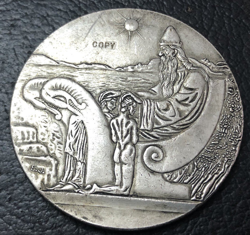 1930 Iceland 10 Kronur Althing Silver Plated Copy Token