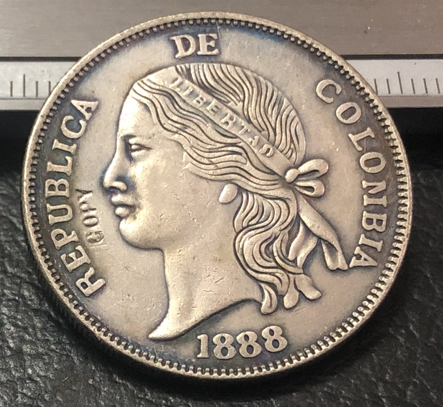 1888 Colombia Old peso 5 Decimos Silver plated Copy Coin