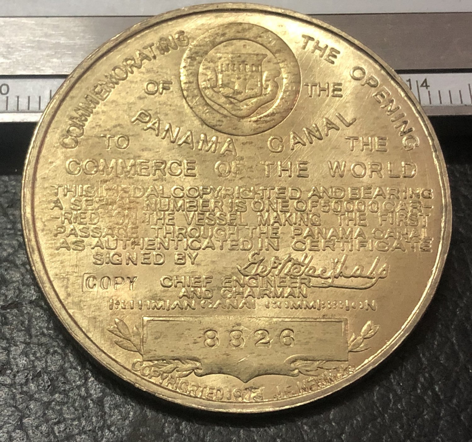 1913 Panama Canal Completion Bronze Medal #8826 So-Called Dollar Medal