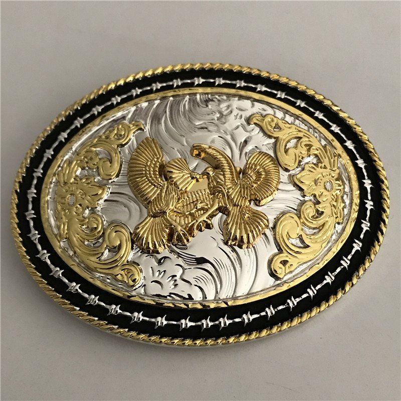 1 Pcs 3D Lace Gold Phoenix Cowboy Western Metal Belt Buckle