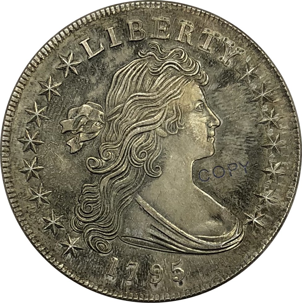 US Early Silver Dollars 1795 1 Dollar Brass Plated Silver Copy Coin