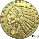 1913 US 2½ Dollars Indian Head Quarter Eagle 2.5 USD Gold Copy Coins