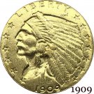 1909 US 2½ Dollars Indian Head Quarter Eagle 2.5 USD Gold Copy Coins