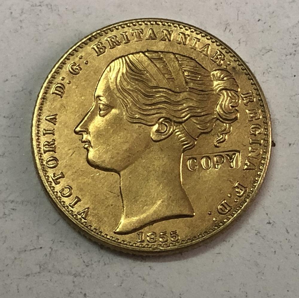 1855 Australia - Colonial ½ Sovereign - Victoria Pattern Copy Coin