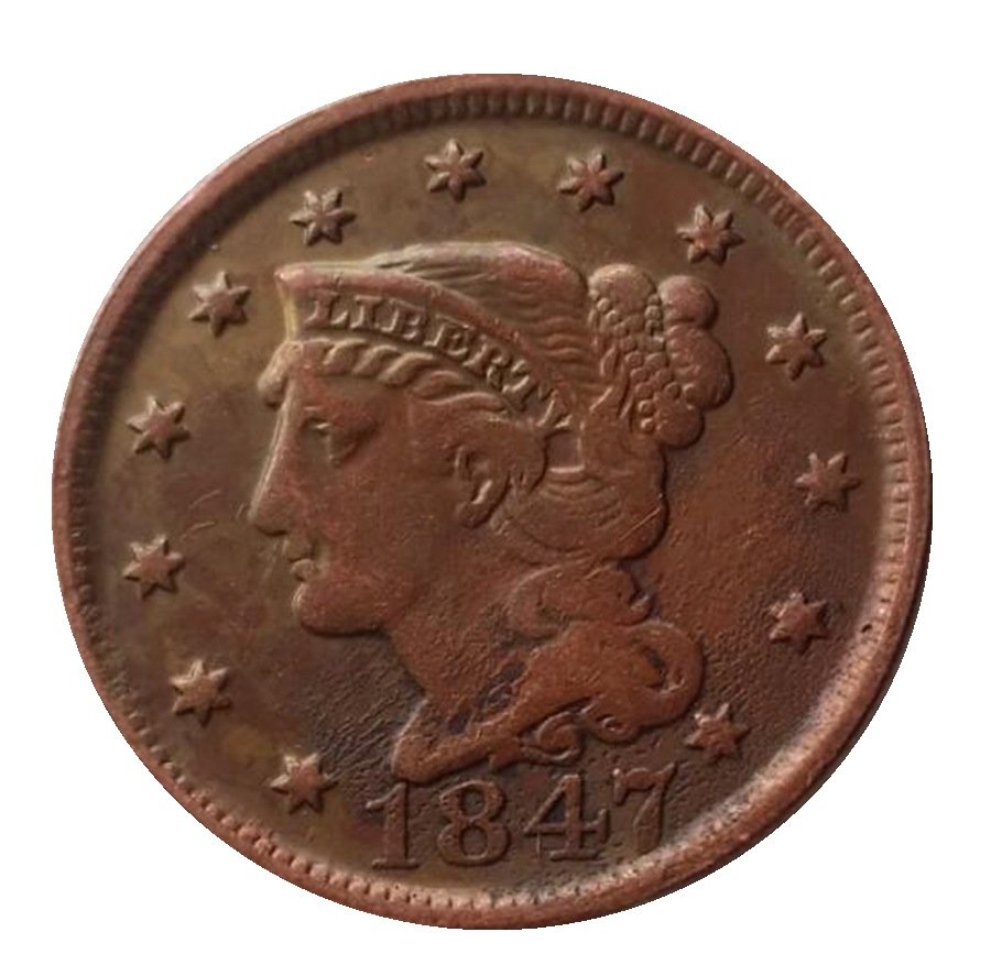US 1847 Braided Hair One Cent Copy Coin