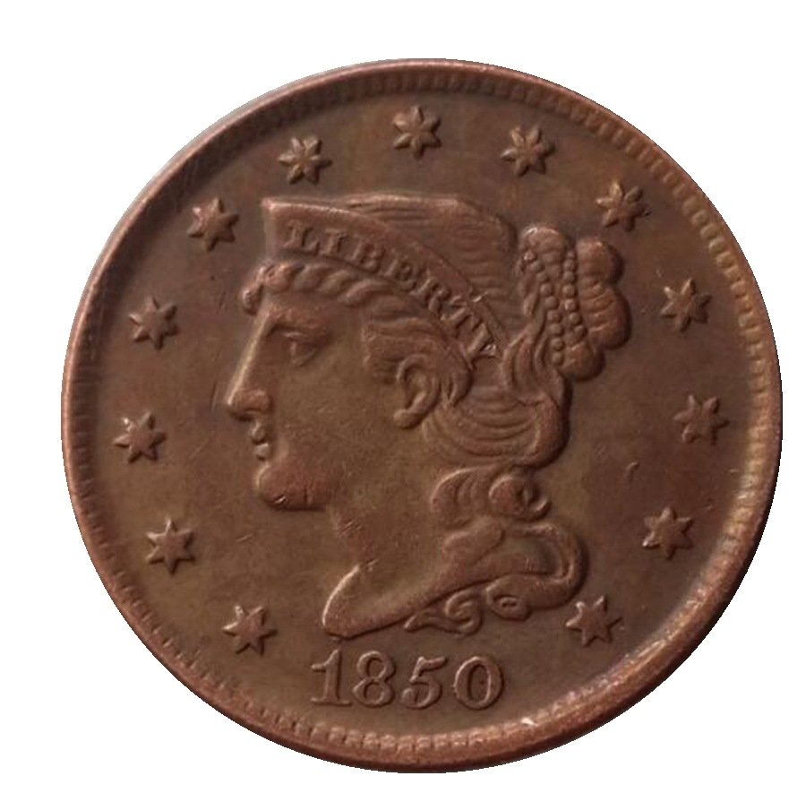 US 1850 Braided Hair One Cent Copy Coin