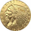 US Coin 24-K gold plated 1915-S $5 GOLD Indian Half Eagle Coin Copy