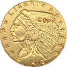 US Coin 24-K gold plated 1912-S $5 GOLD Indian Half Eagle Coin Copy